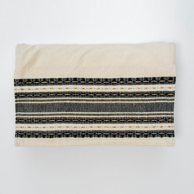 Samuel - Cotton Tallit - Black with Gold on Off-White