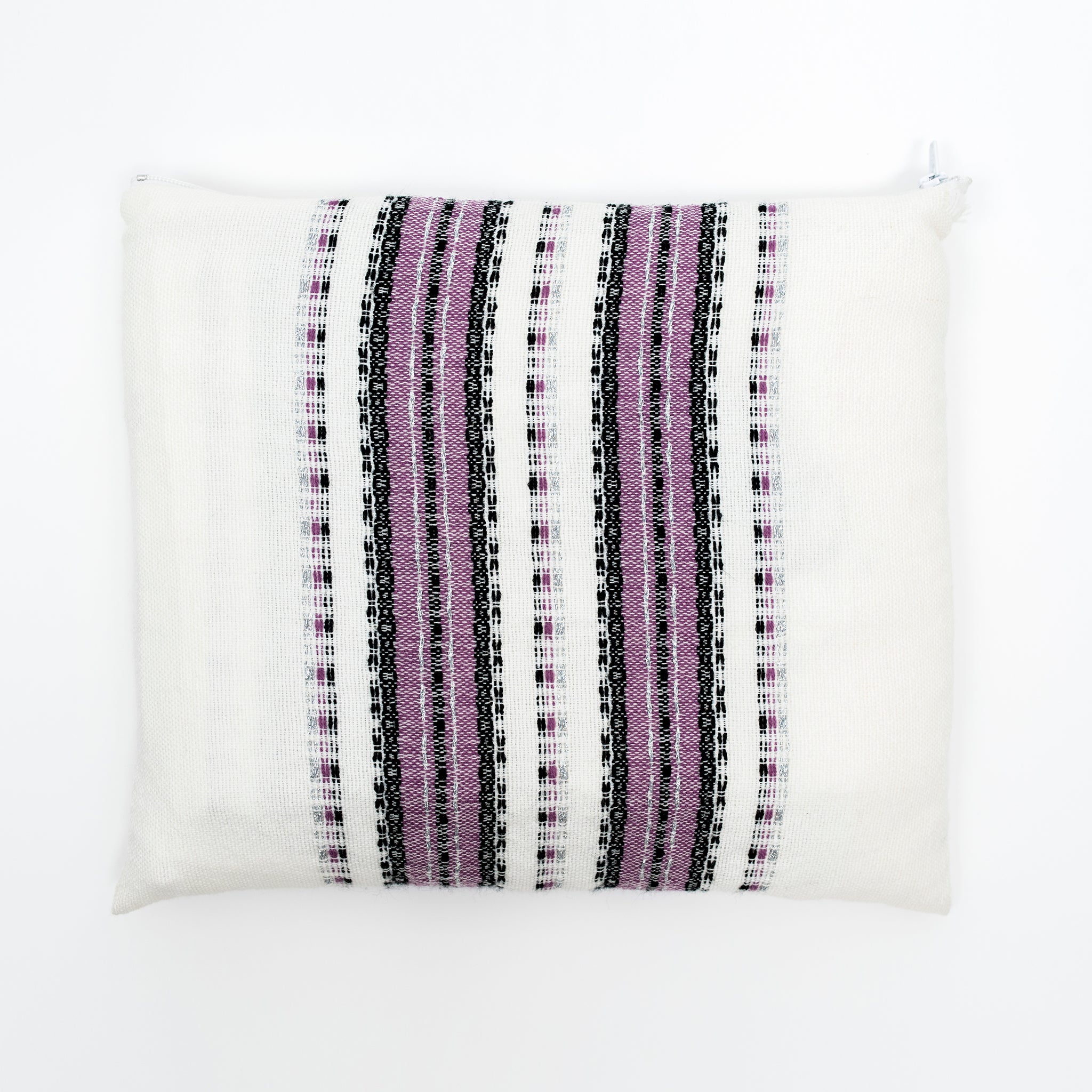 Ruth - Wool Tallit - Purple and Black with Silver on White