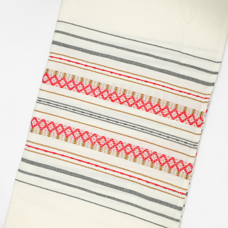 Hagar - Wool Tallit - Red, Koniak and Black on White