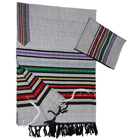 Purim - Wool Tallit - Gray Background