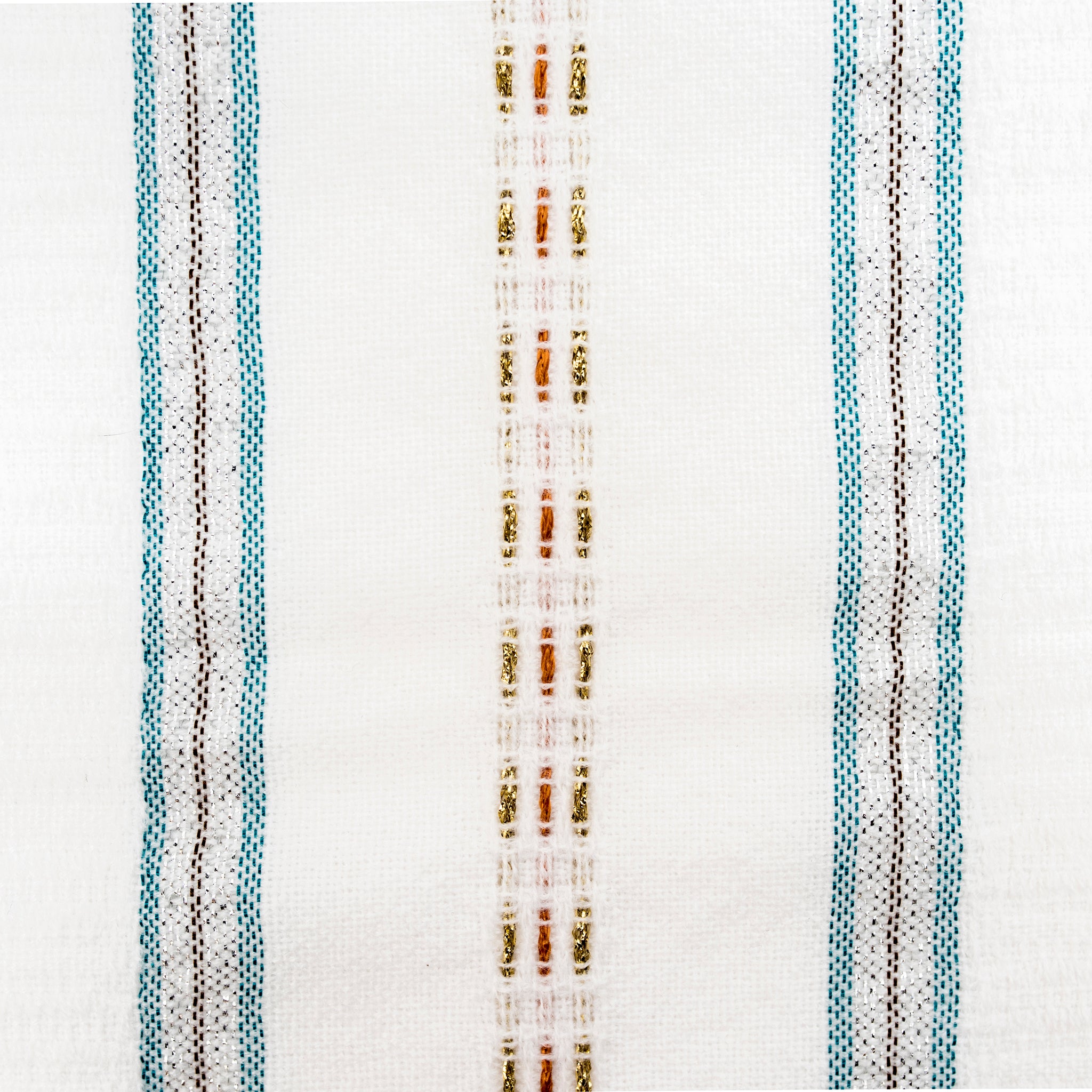 Tablecloths - Gabrieli Design - Turquoise, Orange, Black, Silver and Gold on White