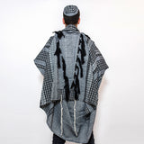 Yoel - Wool Tallit  - Black and Grays on Gray