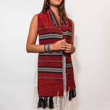Ruth - Wool Tallit - Black and Gray with gold on Red