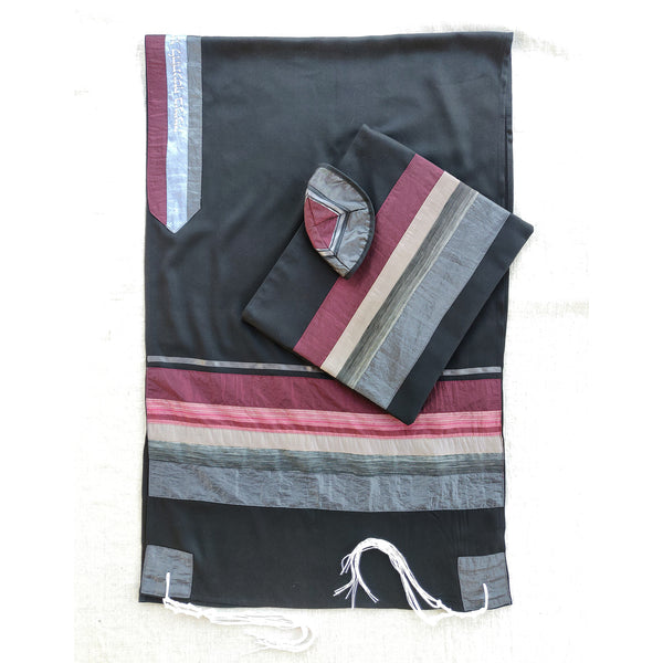 Elegant Gabrieli tallit - Red on Black
